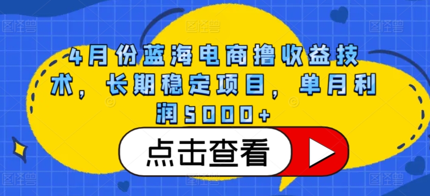 4月份蓝海电商撸收益技术，长期稳定项目，单月利润5000+-副业宝典