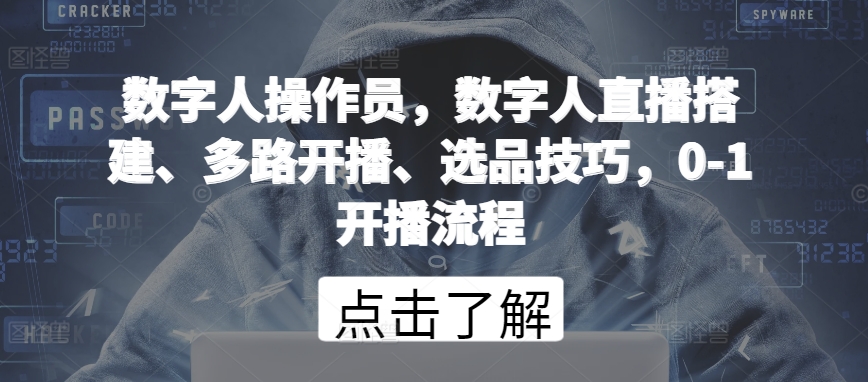 数字人操作员，数字人直播搭建、多路开播、选品技巧，0-1开播流程-副业宝典