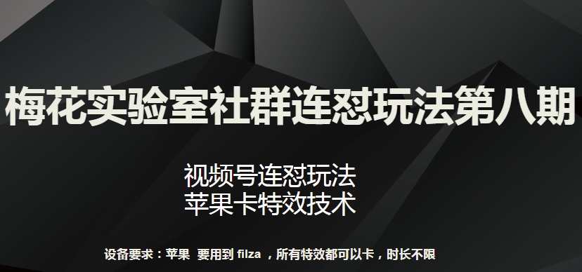 梅花实验室社群连怼玩法第八期，视频号连怼玩法 苹果卡特效技术-副业宝典