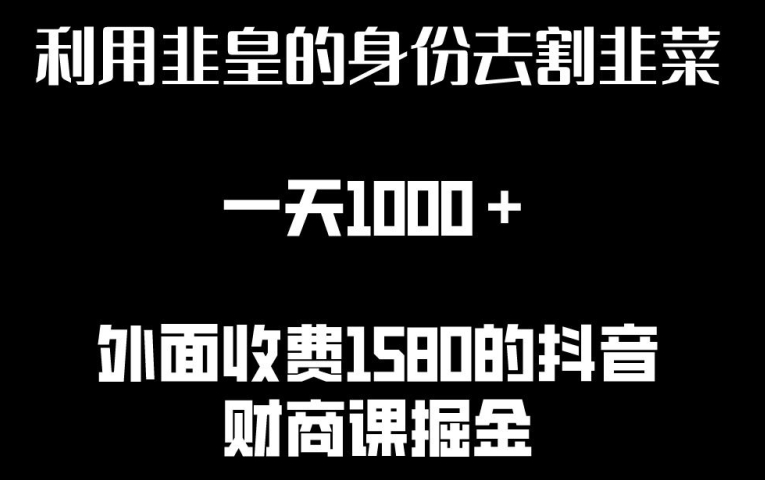 利用非皇的身份去割韭菜，一天1000+(附详细资源)-副业宝典