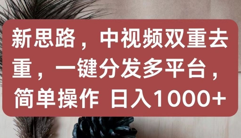 新思路，中视频双重去重，一键分发多平台，简单操作，日入1000+-副业宝典