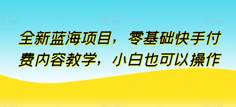 全新蓝海项目，零基础快手付费内容教学，小白也可以操作-副业宝典