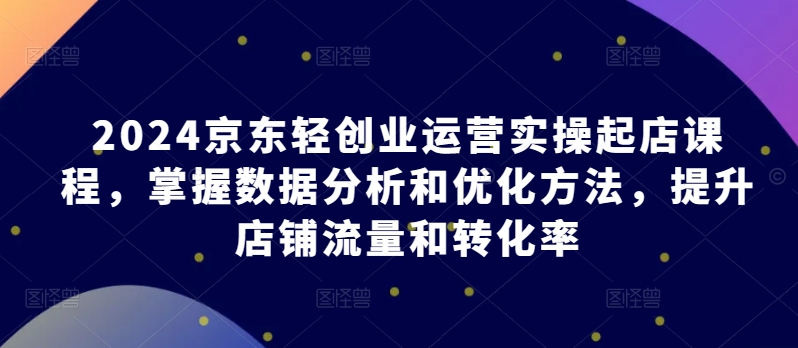2024京东轻创业运营实操起店课程，掌握数据分析和优化方法，提升店铺流量和转化率-副业宝典