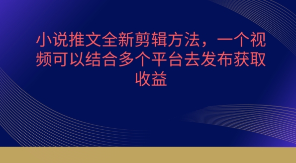 小说推文全新剪辑方法，一个视频可以结合多个平台去发布获取-副业宝典