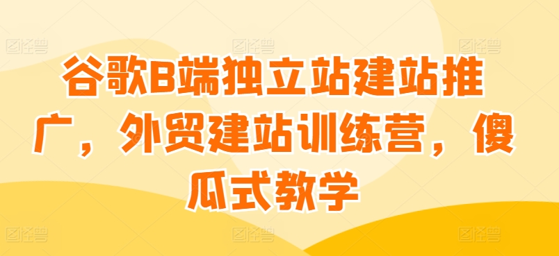 谷歌B端独立站建站推广，外贸建站训练营，傻瓜式教学-副业宝典