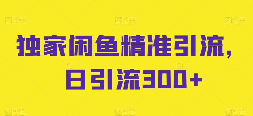 独家闲鱼精准引流，日引流300+-副业宝典
