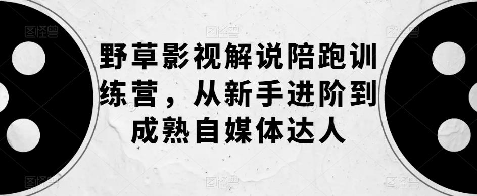 野草影视解说陪跑训练营，从新手进阶到成熟自媒体达人-副业宝典