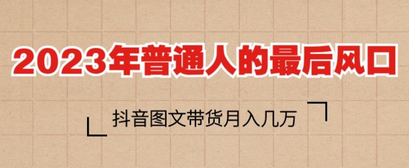 2023年普通人的最后风口，抖音图文带货月入几万，只需一部手机即可操作-副业宝典