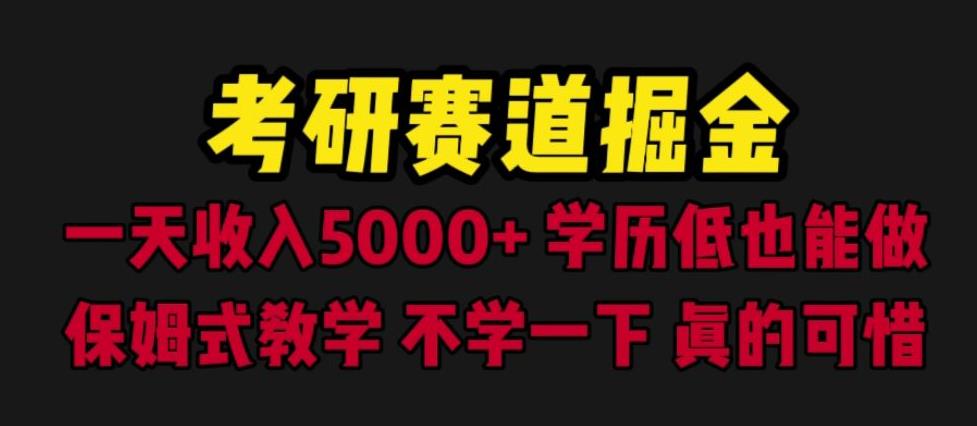 考研赛道掘金，一天5000+学历低也能做，保姆式教学，不学一下，真的可惜-副业宝典