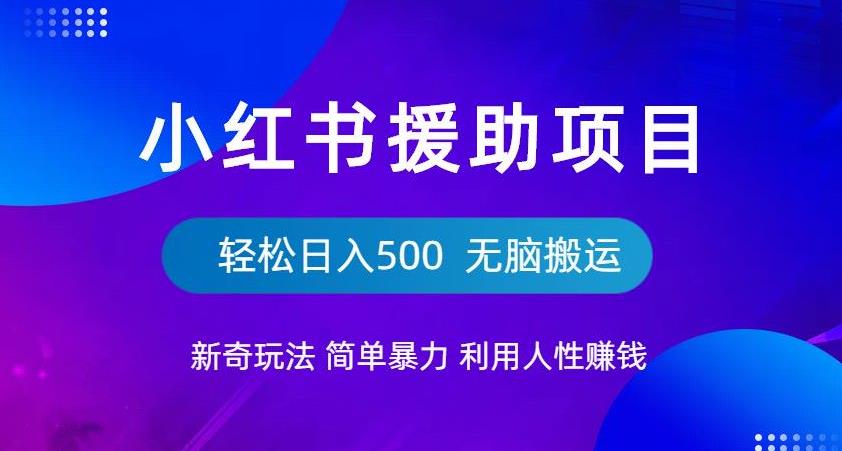 小红书援助项目新奇玩法，简单暴力，无脑搬运轻松日入500【揭秘】-副业宝典