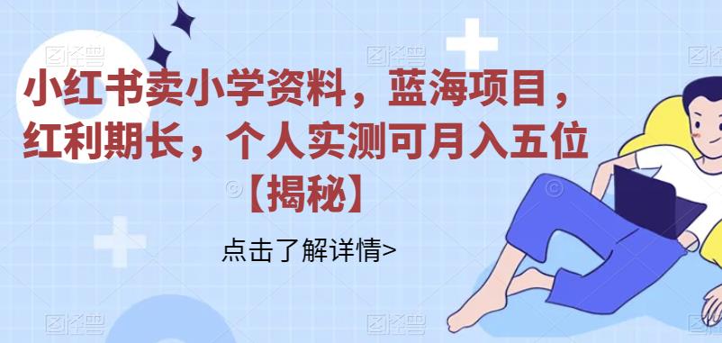 小红书卖小学资料，蓝海项目，红利期长，个人实测可月入五位【揭秘】-副业宝典