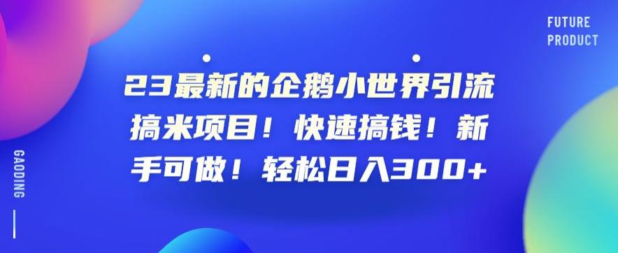 23最新的企鹅小世界引流搞米项目！快速搞钱！新手可做！轻松日入300+【揭秘】-副业宝典