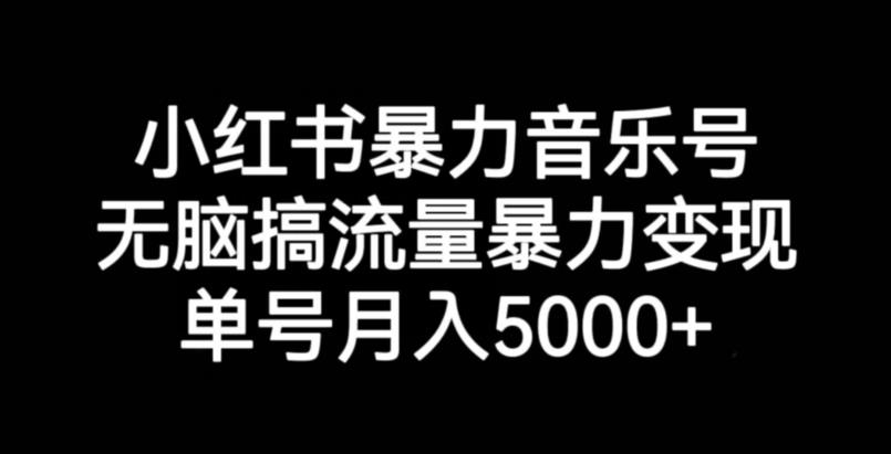 小红书暴力音乐号，无脑搞流量暴力变现，单号月入5000+-副业宝典