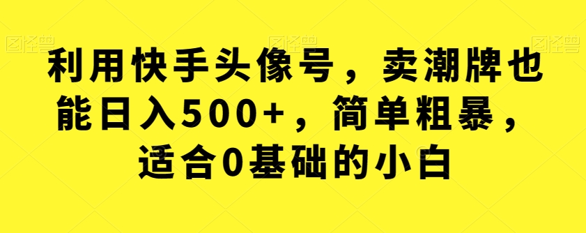 利用快手头像号，卖潮牌也能日入500+，简单粗暴，适合0基础的小白【揭秘】-副业宝典