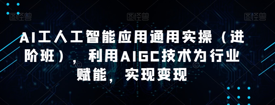 AI工人工智能应用通用实操（进阶班），利用AIGC技术为行业赋能，实现变现-副业宝典