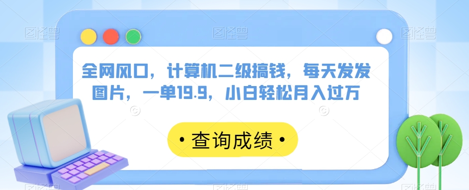 全网风口，计算机二级搞钱，每天发发图片，一单19.9，小白轻松月入过万【揭秘】-副业宝典