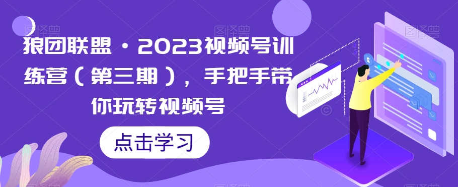 狼团联盟·2023视频号训练营（第三期），手把手带你玩转视频号-副业宝典