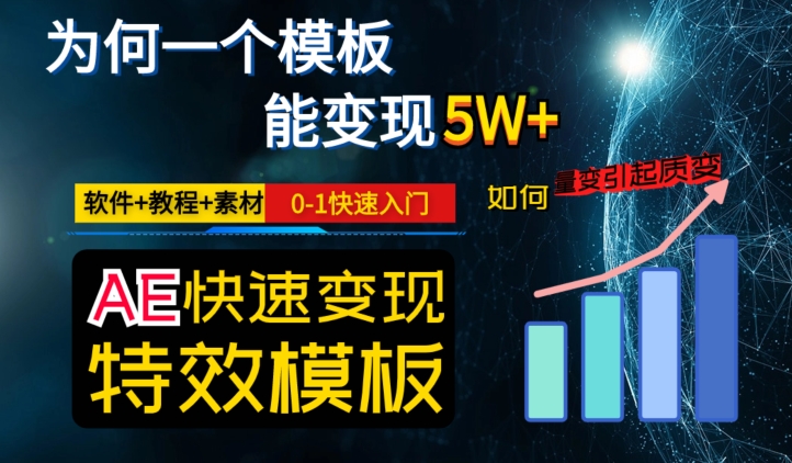 AE视频特效模板变现月入3-5W，0-1快速入门，软件+教程+素材-副业宝典