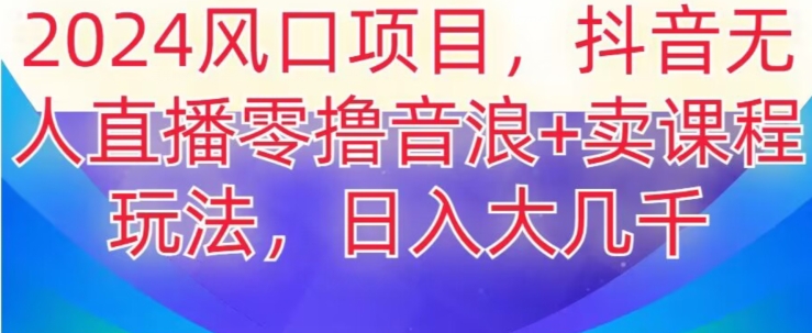 2024风口项目，抖音无人主播撸音浪+卖课程玩法，日入大几千【揭秘】-副业宝典
