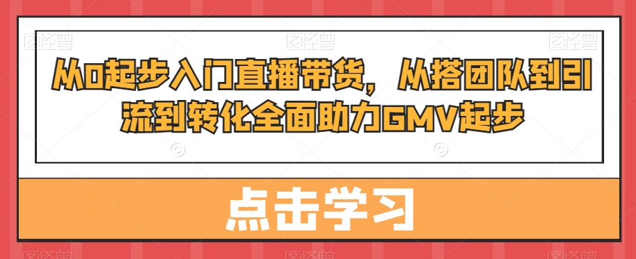 从0起步入门直播带货，​从搭团队到引流到转化全面助力GMV起步-副业宝典