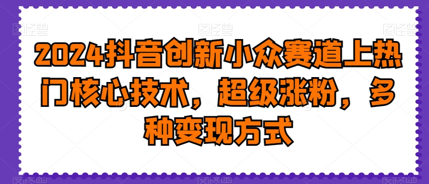 2024抖音创新小众赛道上热门核心技术，超级涨粉，多种变现方式-副业宝典