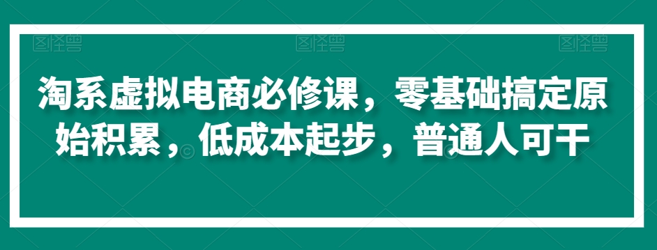 淘系虚拟电商必修课，零基础搞定原始积累，低成本起步，普通人可干-副业宝典
