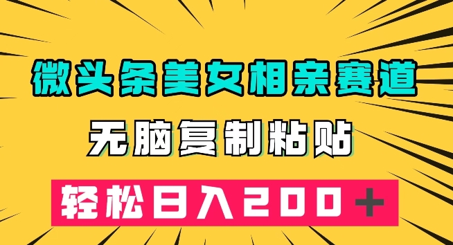 微头条冷门美女相亲赛道，无脑复制粘贴，轻松日入200＋【揭秘】-副业宝典