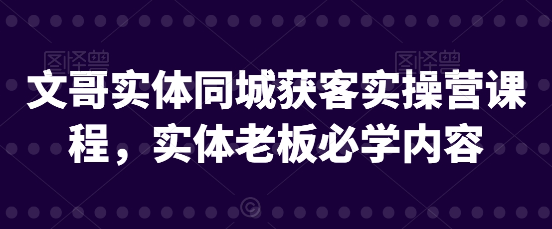 文哥实体同城获客实操营课程，实体老板必学内容-副业宝典