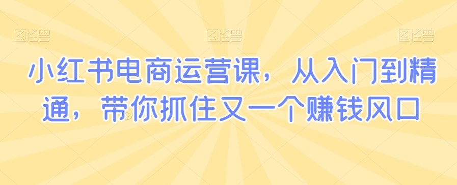 小红书电商运营课，从入门到精通，带你抓住又一个赚钱风口-副业宝典