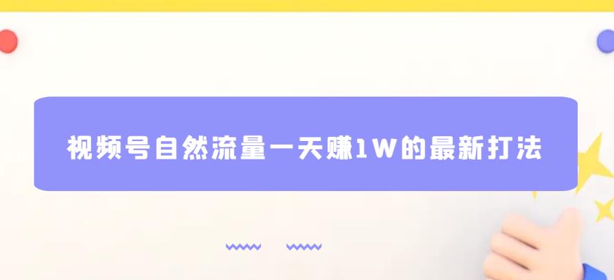 视频号自然流量一天赚1W的最新打法，基本0投资【揭秘】-副业宝典