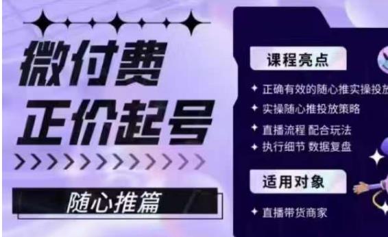 微付费正价起号（随心推篇），正确有效的随心推实操投放-副业宝典