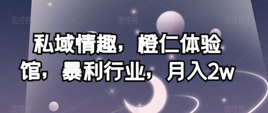 私域情趣，橙仁体验馆，暴利行业，月入2w【揭秘】-副业宝典