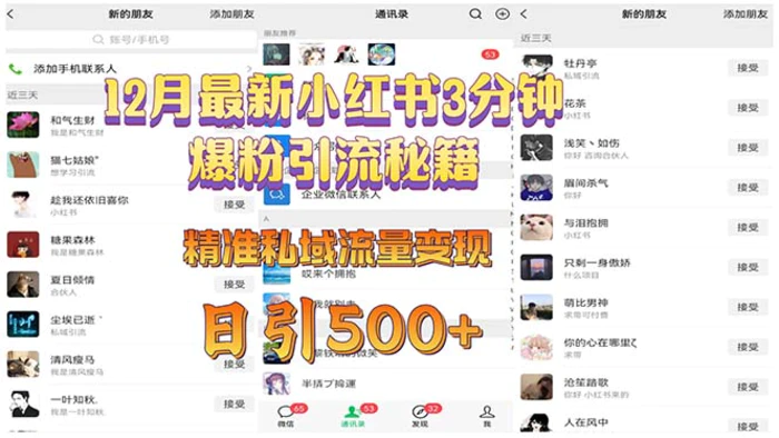 （13653期）12月最新小红书3分钟爆粉引流秘籍 精准私域流量变现 日引500+-副业宝典