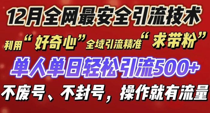 12 月份全网最安全引流创业粉技术来袭，不封号不废号，有操作就有流量-副业宝典