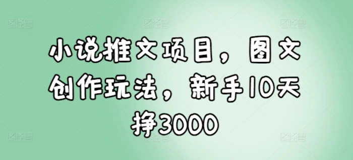小说推文项目，图文创作玩法，新手10天挣3000-副业宝典
