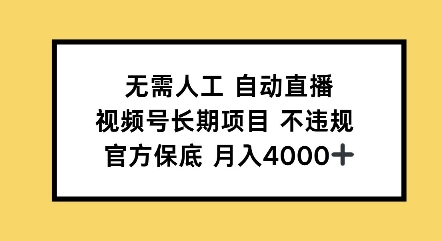 无需人工自动直播，视频号长期项目不违规，官方保底月入4000左右-副业宝典