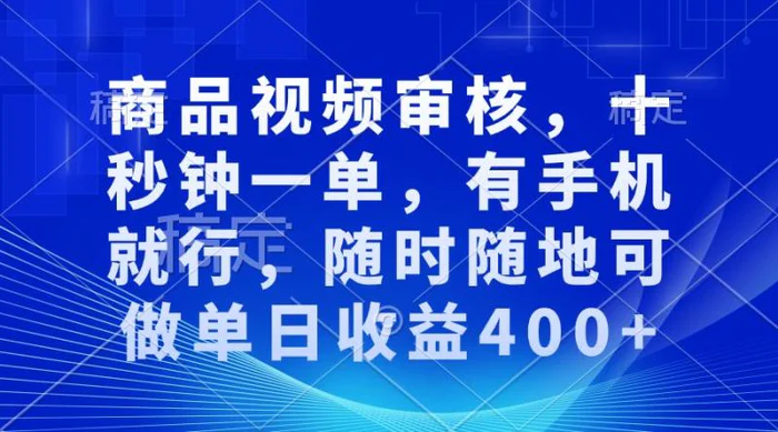 （13963期）审核视频，十秒钟一单，有手机就行，随时随地可做单日收益400+-副业宝典