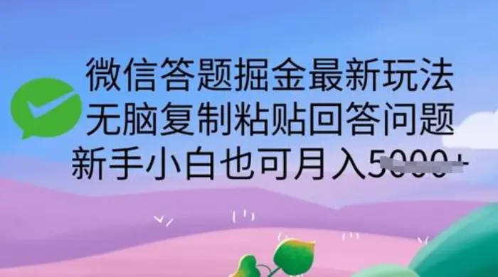 微信答题掘金最新玩法，无脑复制粘贴回答问题，新手小白也可月入5k-副业宝典