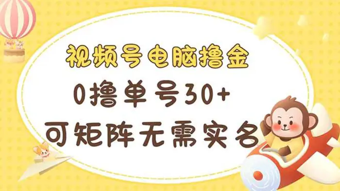 （14220期）视频号电脑撸金 0撸单号30+ 可矩阵 无需实名多号多得-副业宝典