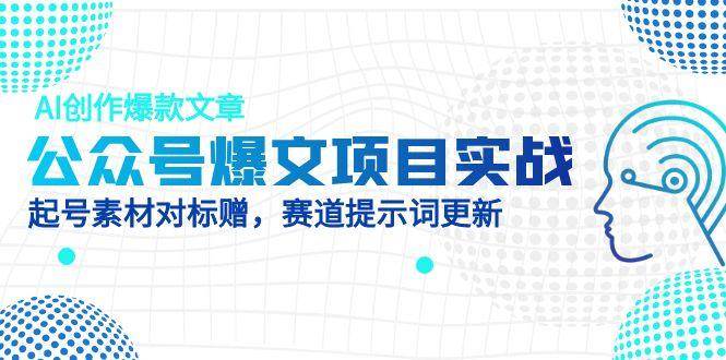 公众号爆文项目实战，AI创作爆款文章，起号素材对标赠（附赛道AI提示词）-副业宝典
