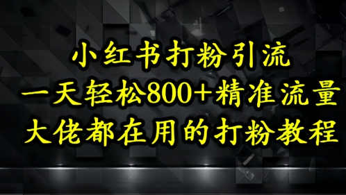 小红书打粉引流，一天轻松500+精准流量，大佬都在用的打粉教程-副业宝典