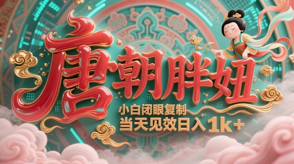用AI克隆“唐朝胖妞”日更3条，平台疯狂推流，小白闭眼复制，当天见效，日入1k+-副业宝典