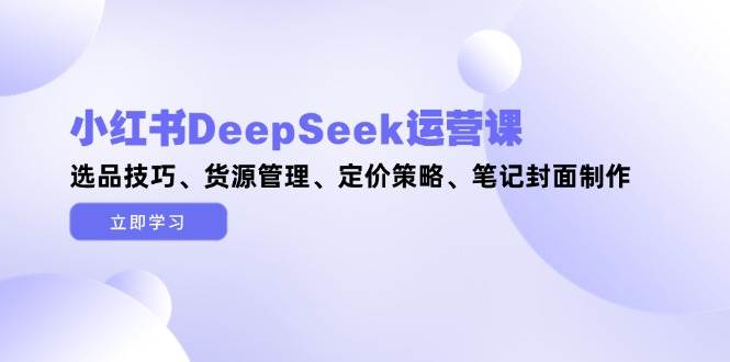 小红书DeepSeek运营课，选品技巧、货源管理、定价策略、笔记封面制作-副业宝典