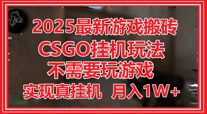 2025最新游戏搬砖，CSGO挂机，不需要玩游戏，实现真挂机，月入1W+-副业宝典