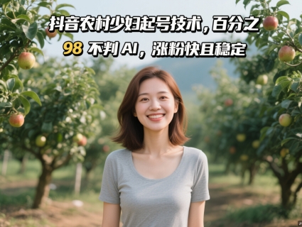 抖音农村少妇起号技术，百分之98不判AI，涨粉快且稳定-副业宝典