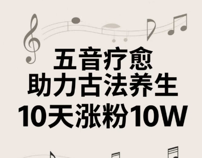 古法五音养生教程，五音疗愈的视频的制作方法，2-4小时就能学会，作者10天涨粉10W-副业宝典