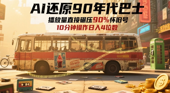AI还原90年代巴士，一帧就让70后泪崩，播放量直接碾压90%怀旧号，每天操作十分钟，日入四位数-副业宝典