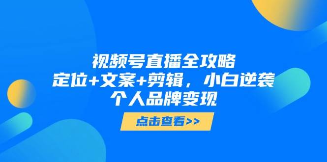 视频号直播全攻略，定位+文案+剪辑，小白逆袭个人品牌变现-副业宝典