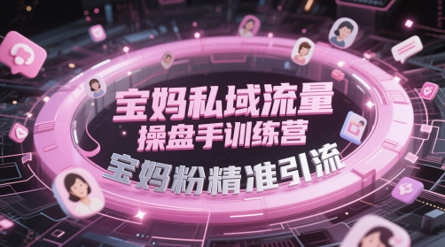 宝妈私域流量操盘手训练营，宝妈粉精准引流-副业宝典