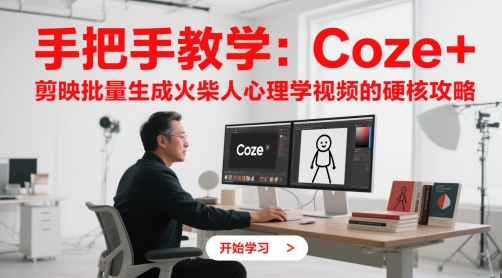 手把手教学：Coze + 剪映批量生成火柴人心理学视频的硬核攻略-副业宝典